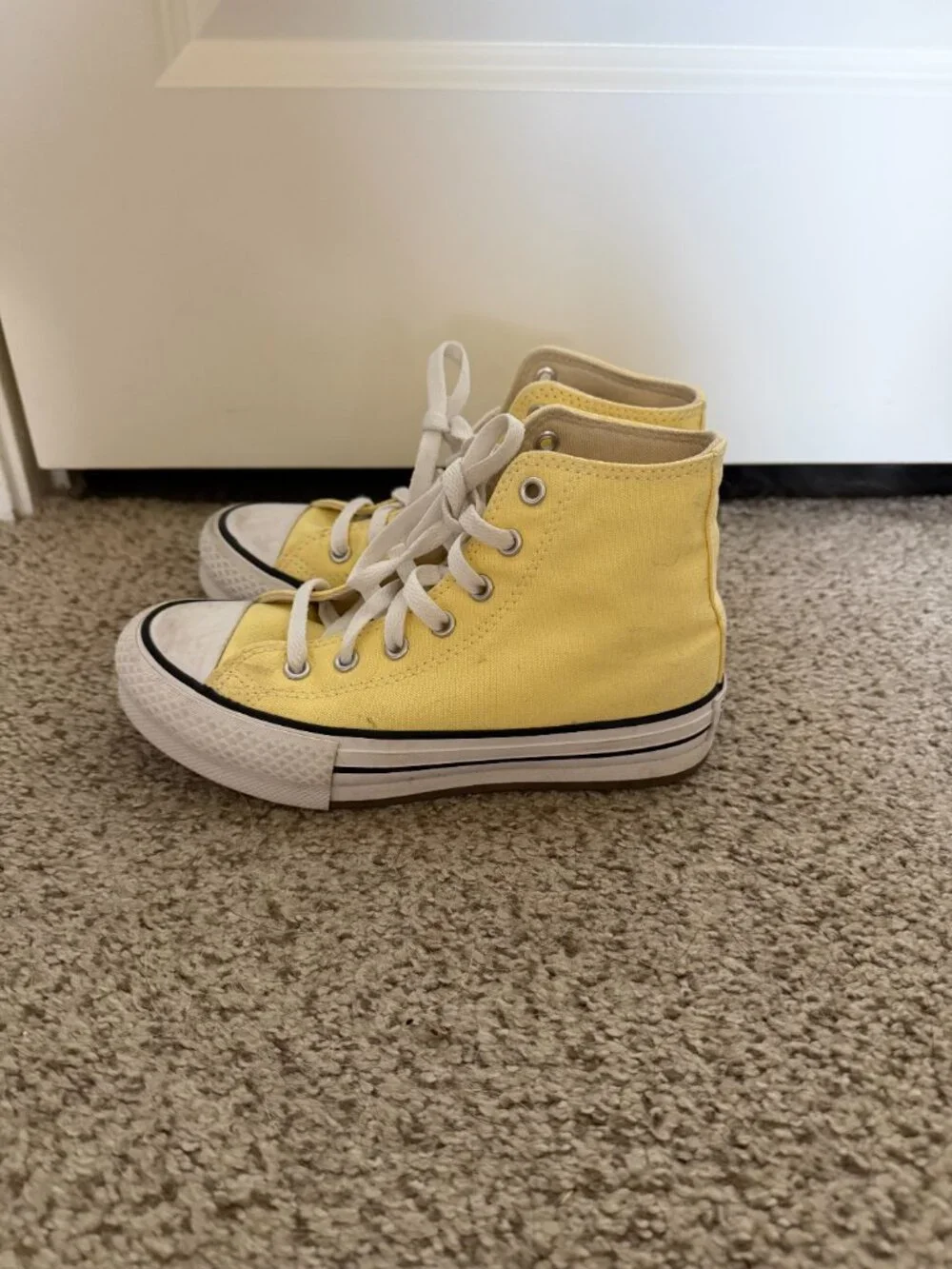 Butter Yellow Platform High Top Converse- Size 2